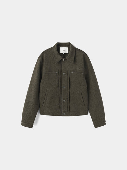 Moss Rivet Leather Trucker Jacket