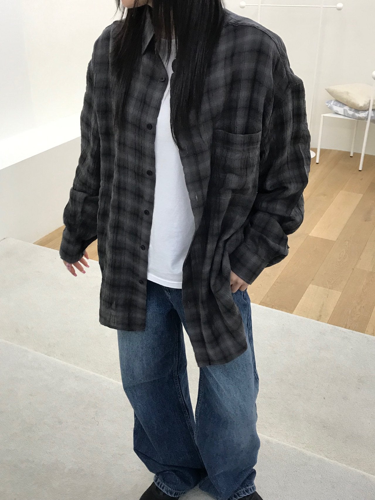 Pigment-Washed Nylon Shirt Jacket