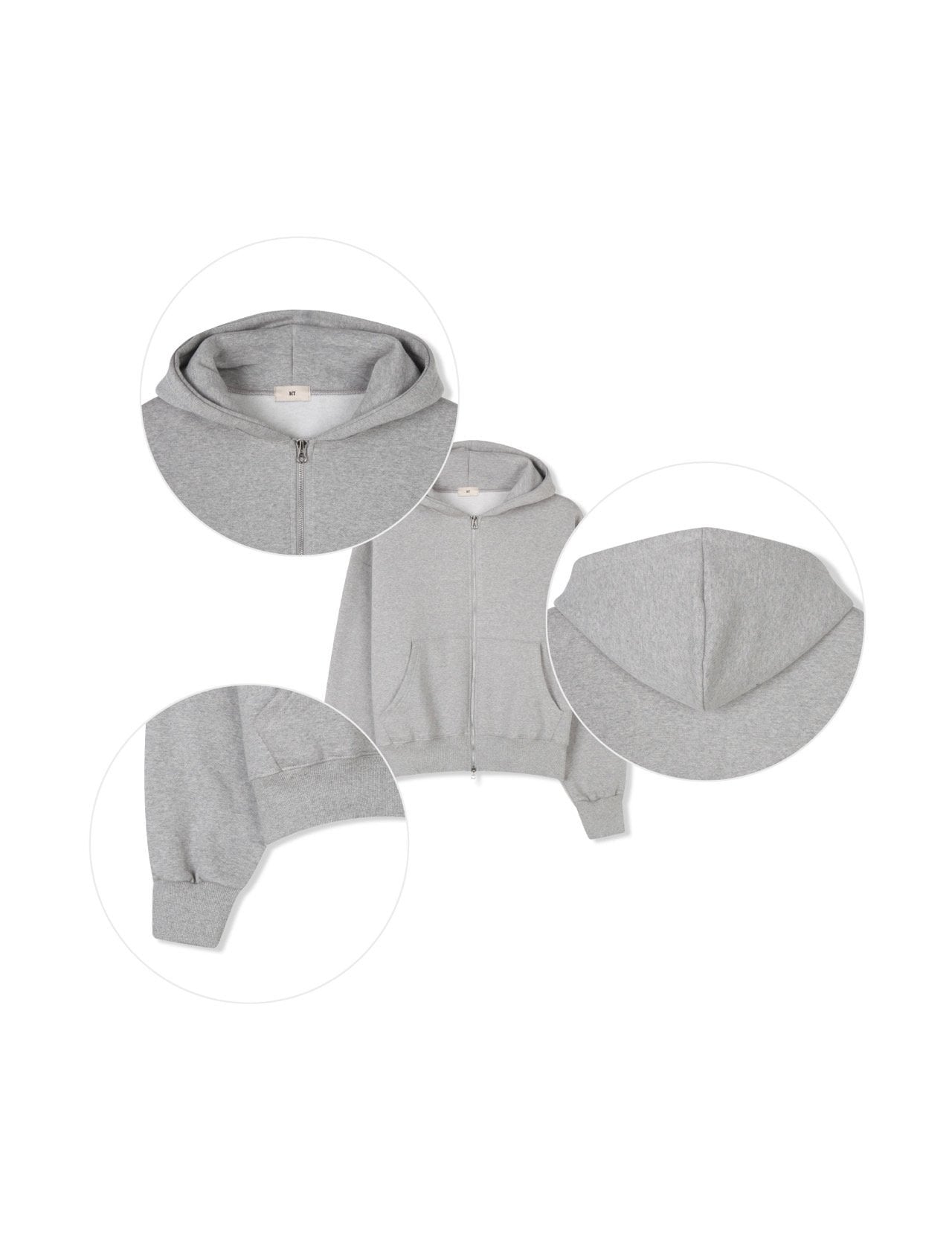 Tone Cropped Fleece Zip Hoodie