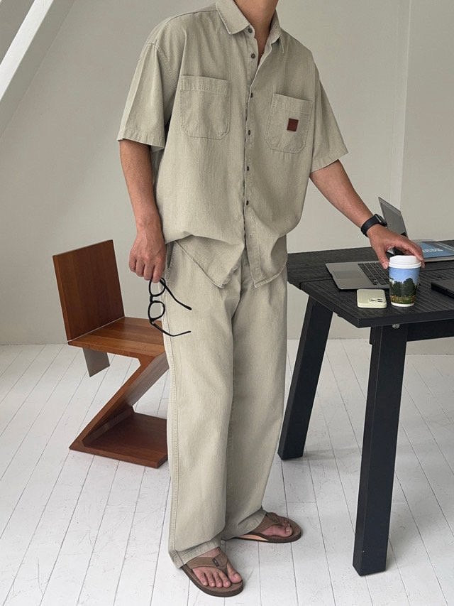 Pigment-Washed Nylon Shirt Jacket