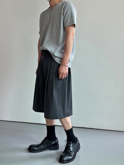 Stripe Banding Two-Tuck Shorts