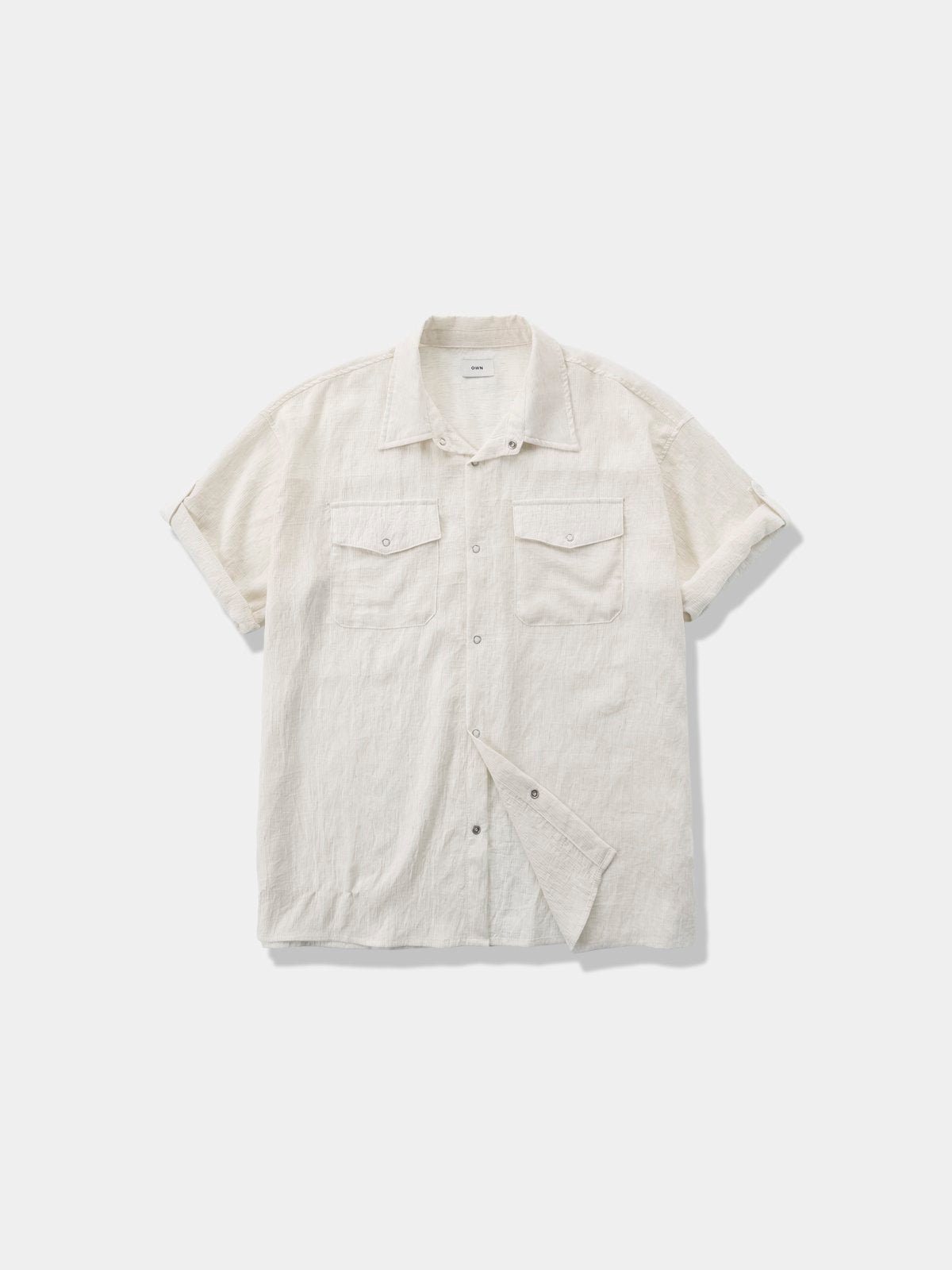 Pigment-Washed Nylon Shirt Jacket