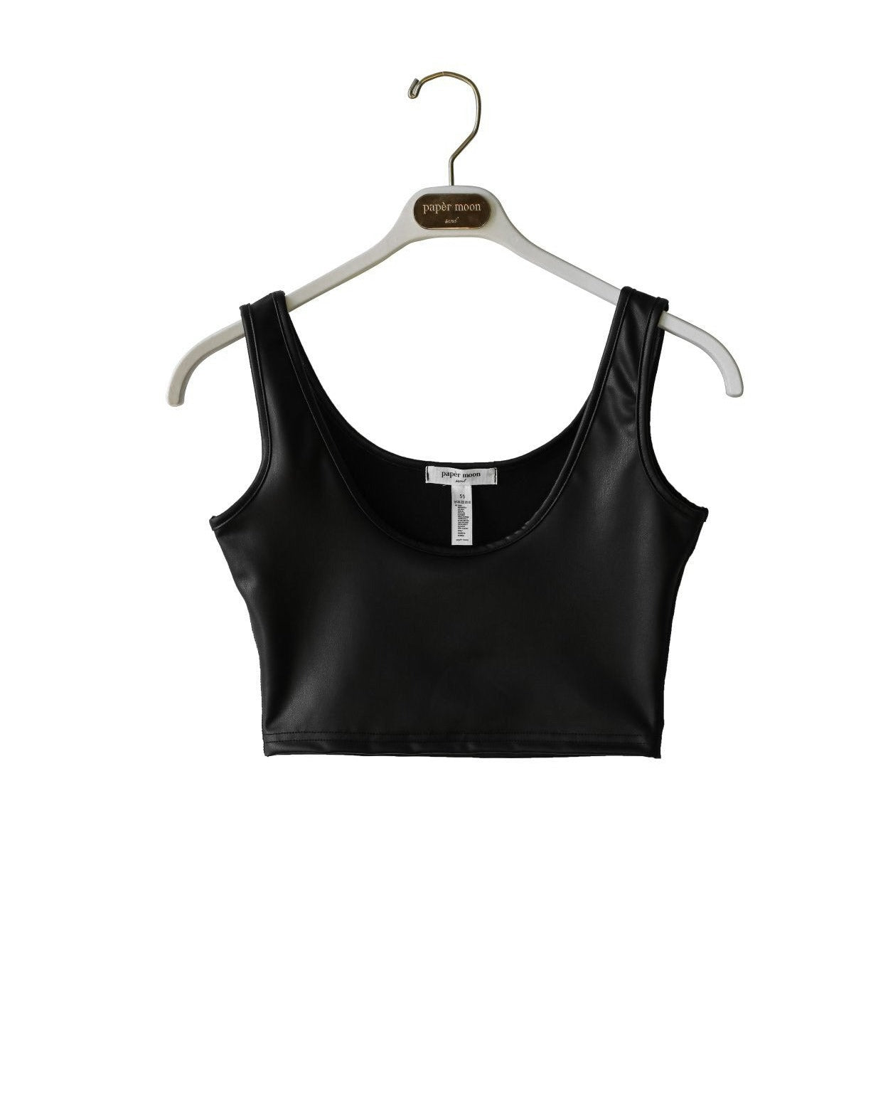 [PAPERMOON] SS / Vegan Leather Cropped Sleeveless Tank Top