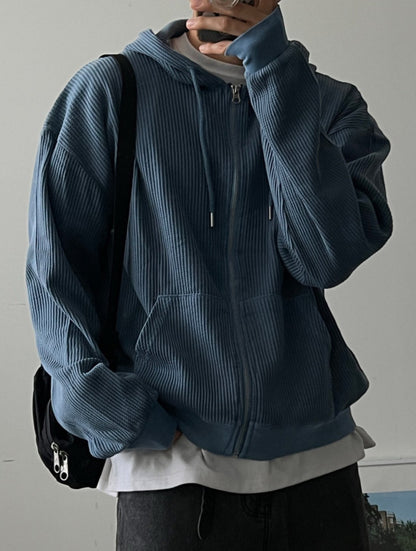 Waffle Hooded Zip-up