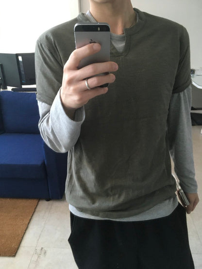 Rough Slub Skip Neck Tee