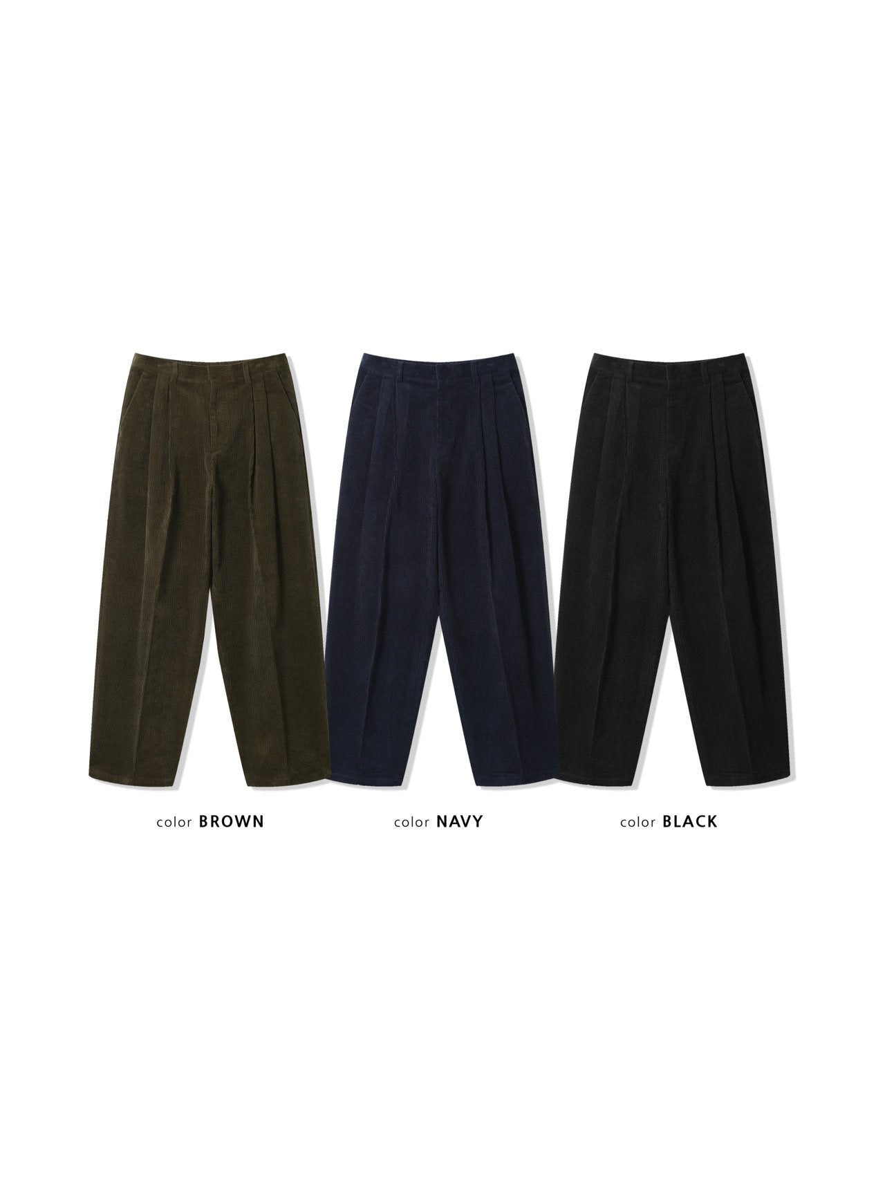 Heavy Corduroy Wide-Tuck Pants