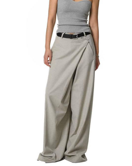 [PAPERMOON] SS / Asymmetry Pin Tuck Wide Maxi Trousers