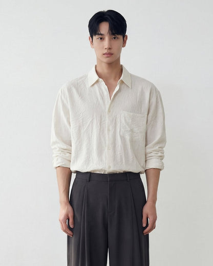 Crinkle Cozy Semi-Wide Shirt