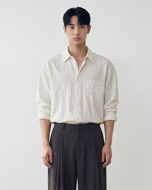 Crinkle Cozy Semi-Wide Shirt