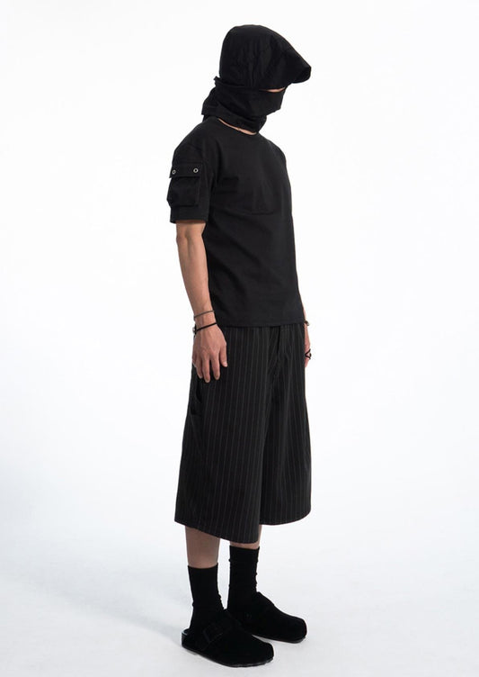 Pinstripe Wide Long Shorts