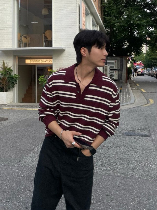 Lora Bouclé Stripe Collar Knit