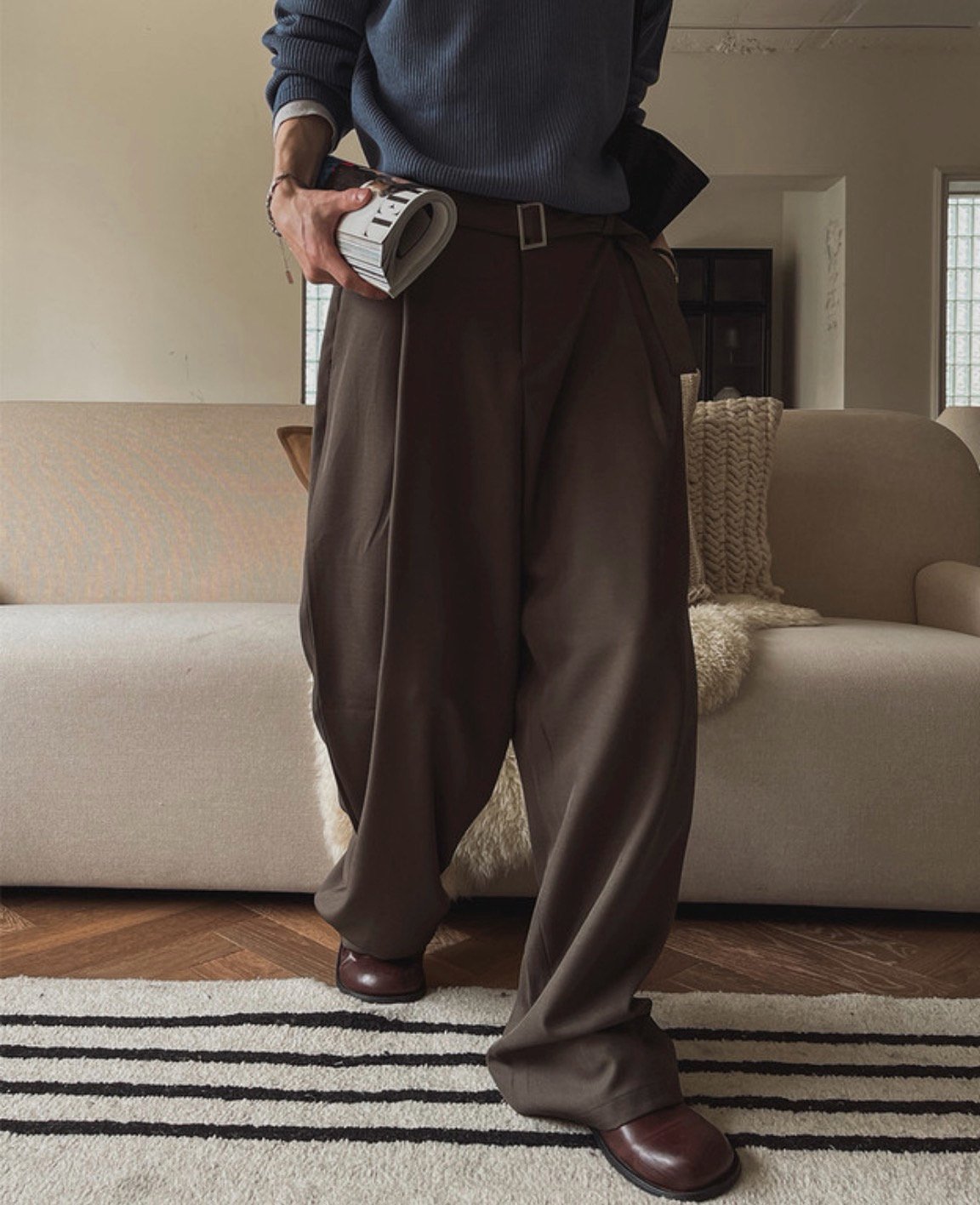 Loop Belted Wide Pants