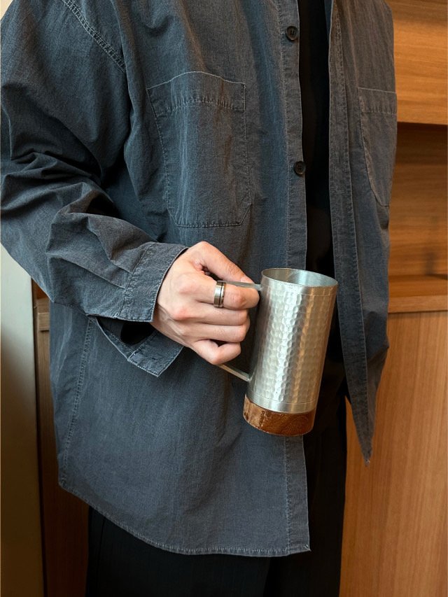 Pigment Washed Nylon Shirt Jacket