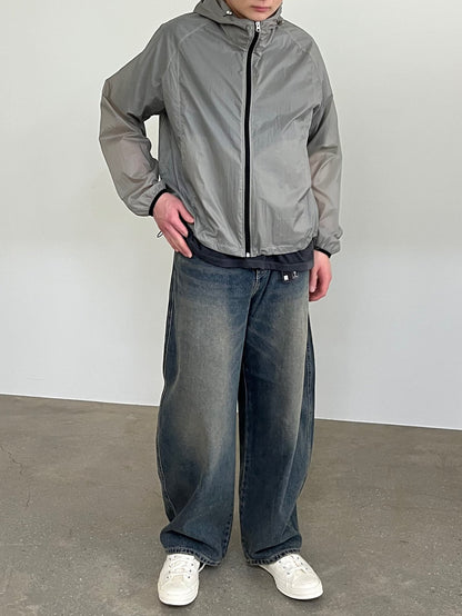 Pigment-Washed Nylon Shirt Jacket