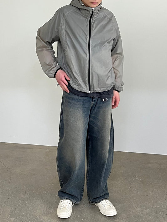 Pigment-Washed Nylon Shirt Jacket