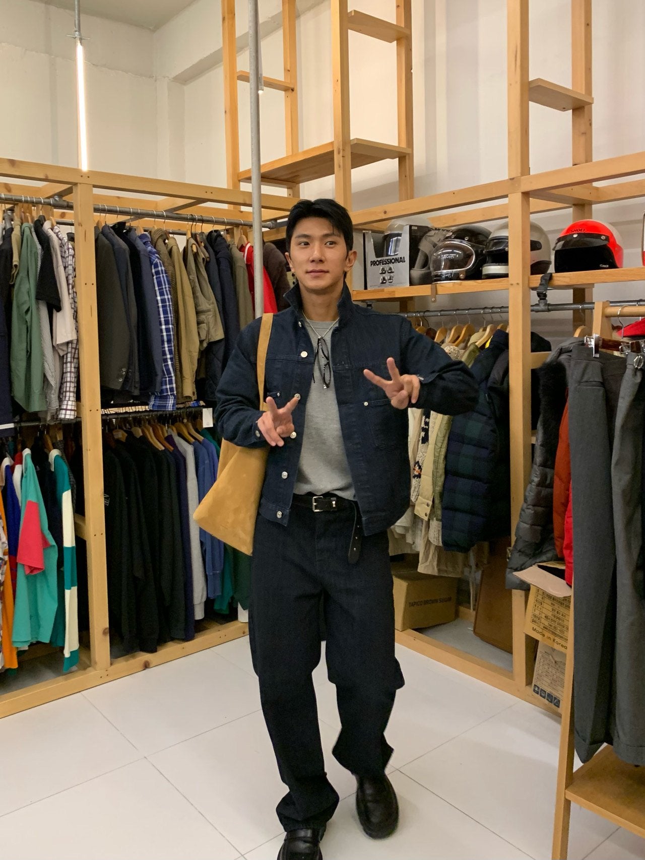 Luggage Ribbed Denim Set-up