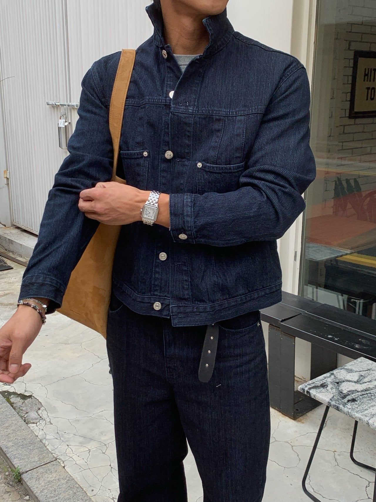 Luggage Ribbed Denim Set-up