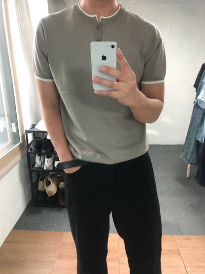 Trim Henley Knit