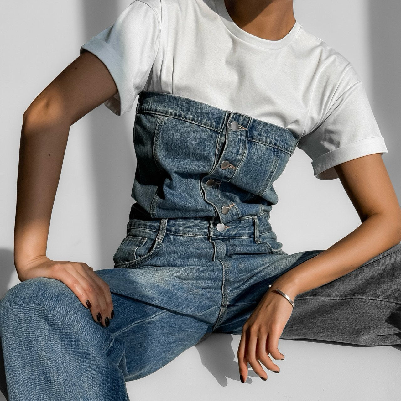 [PAPERMOON] SS / Strapless Blue Denim Jumpsuit