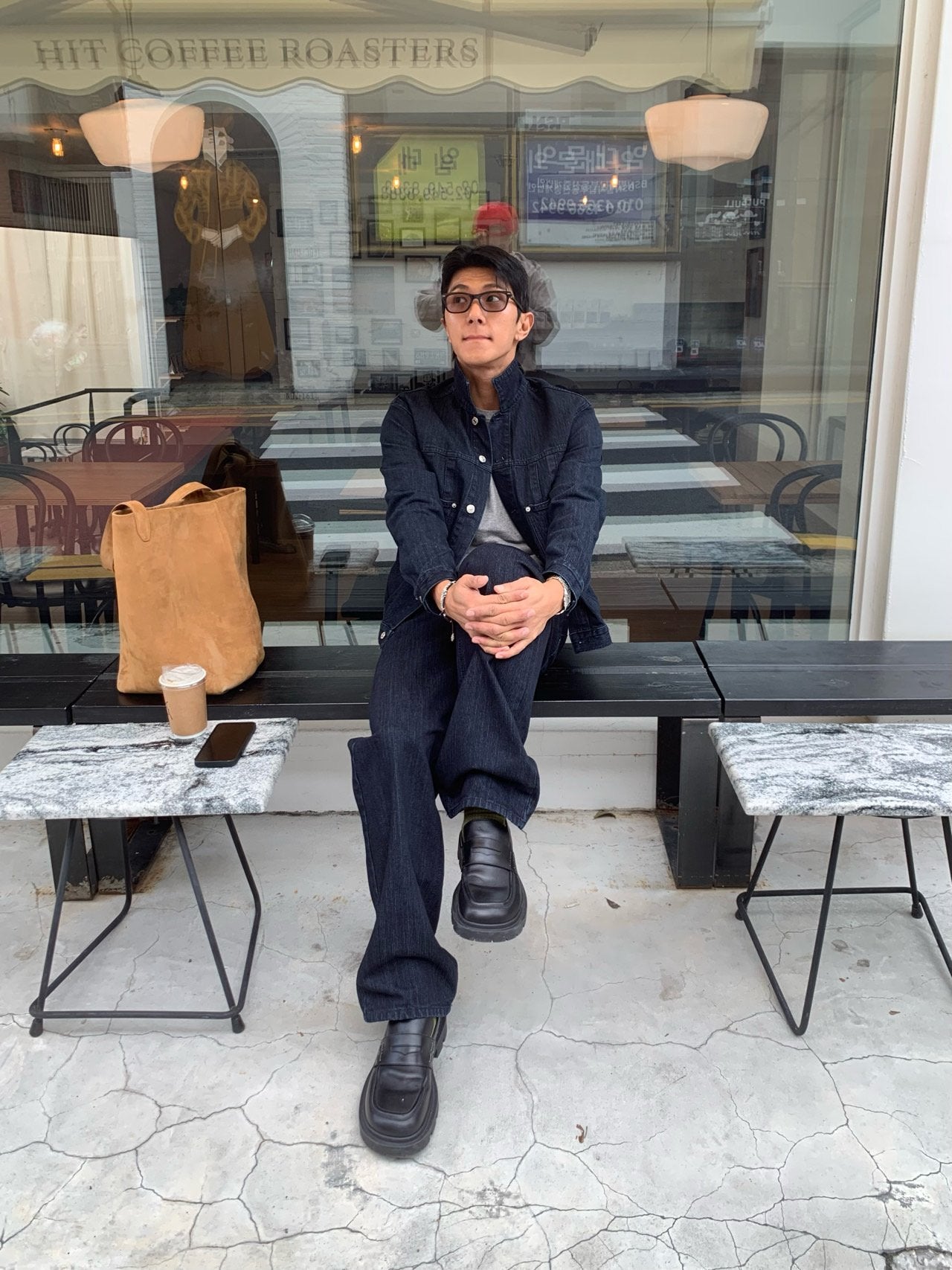 Luggage Ribbed Denim Set-up