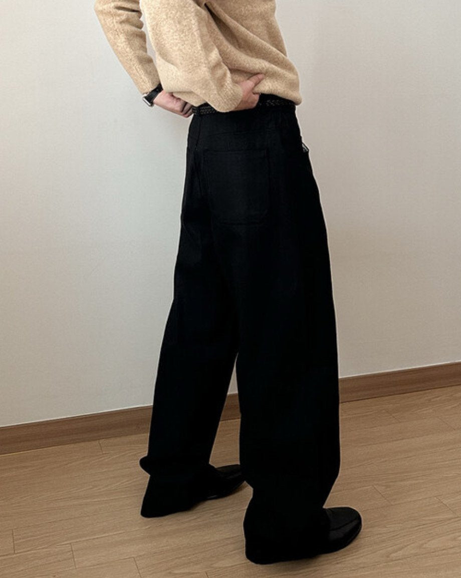 Balloon Stripe Tapered Denim Pants