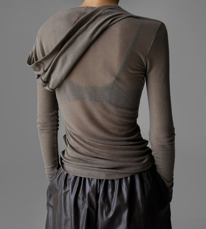 PAPERMOON Maxi Sleeve Sheer Hooded Top