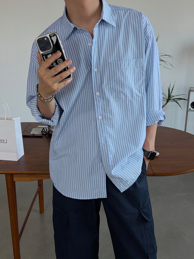 Rosy Stripe Oversized Shirt