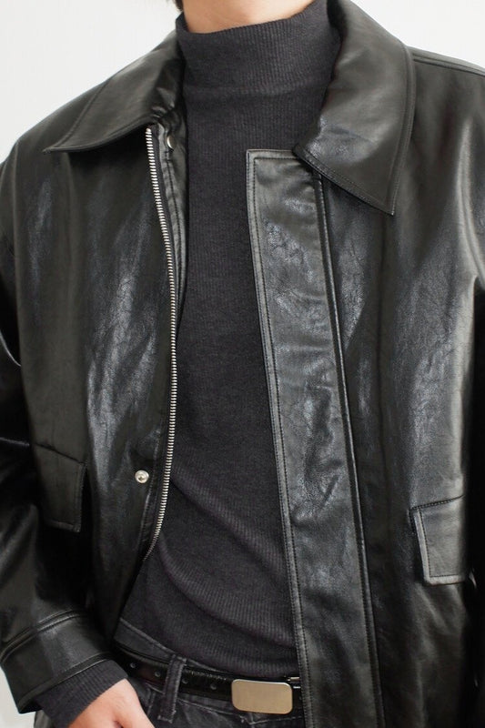 Soft Faux Leather Work Blouse