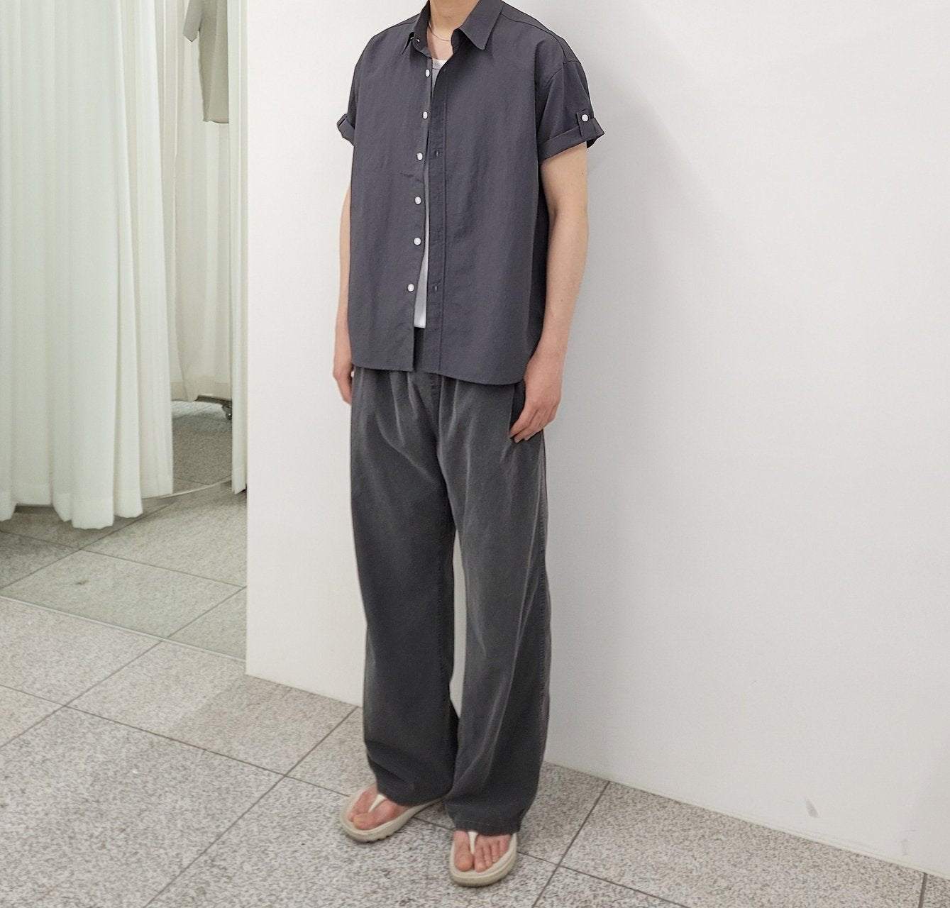 Pigment-Washed Nylon Shirt Jacket