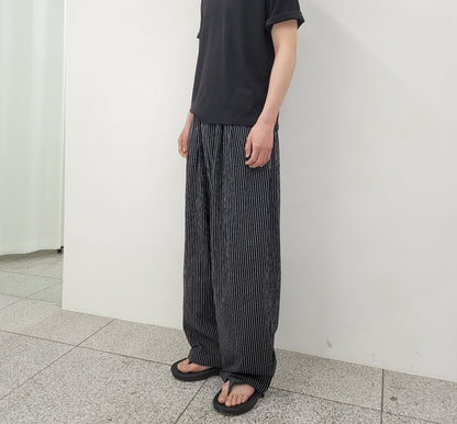 Bulky Fit Stripe Linen Pants