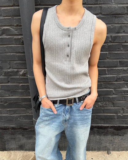 Compact Rib Henley Tank