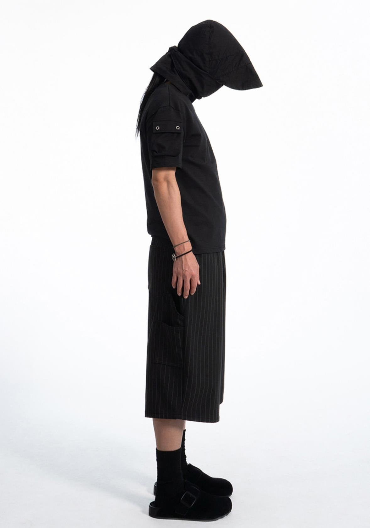 Pinstripe Wide Long Shorts