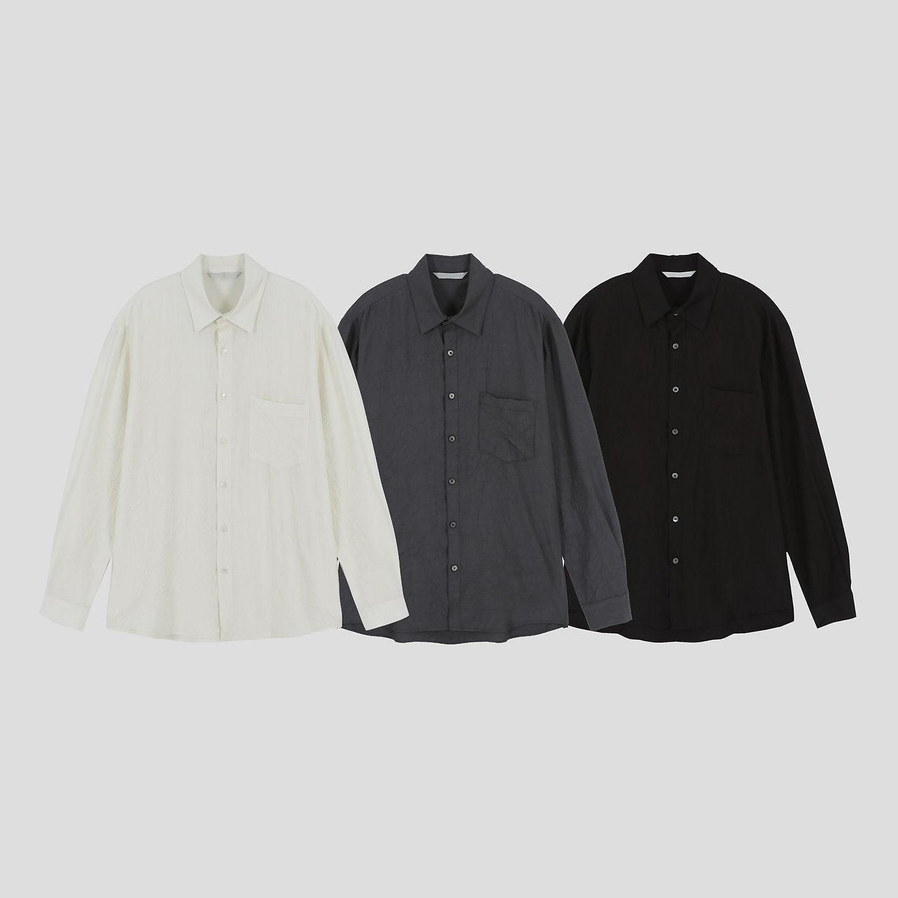 Crinkle Cozy Semi-Wide Shirt