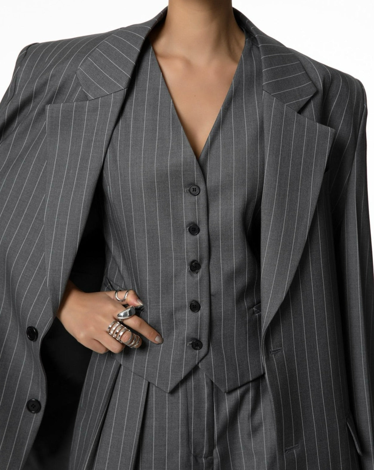 [PAPERMOON] SS / Wide Pin Stripe Set Up Suit Single Blazer