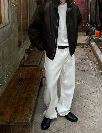 Glow Leather Blouson Jacket