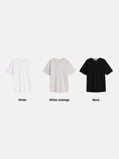 Cut Waffle Henley Neck T-Shirt