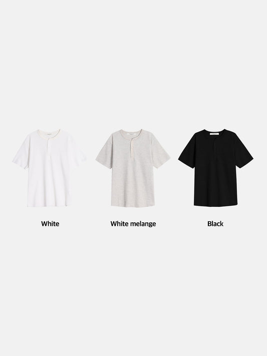 Cut Waffle Henley Neck T-Shirt