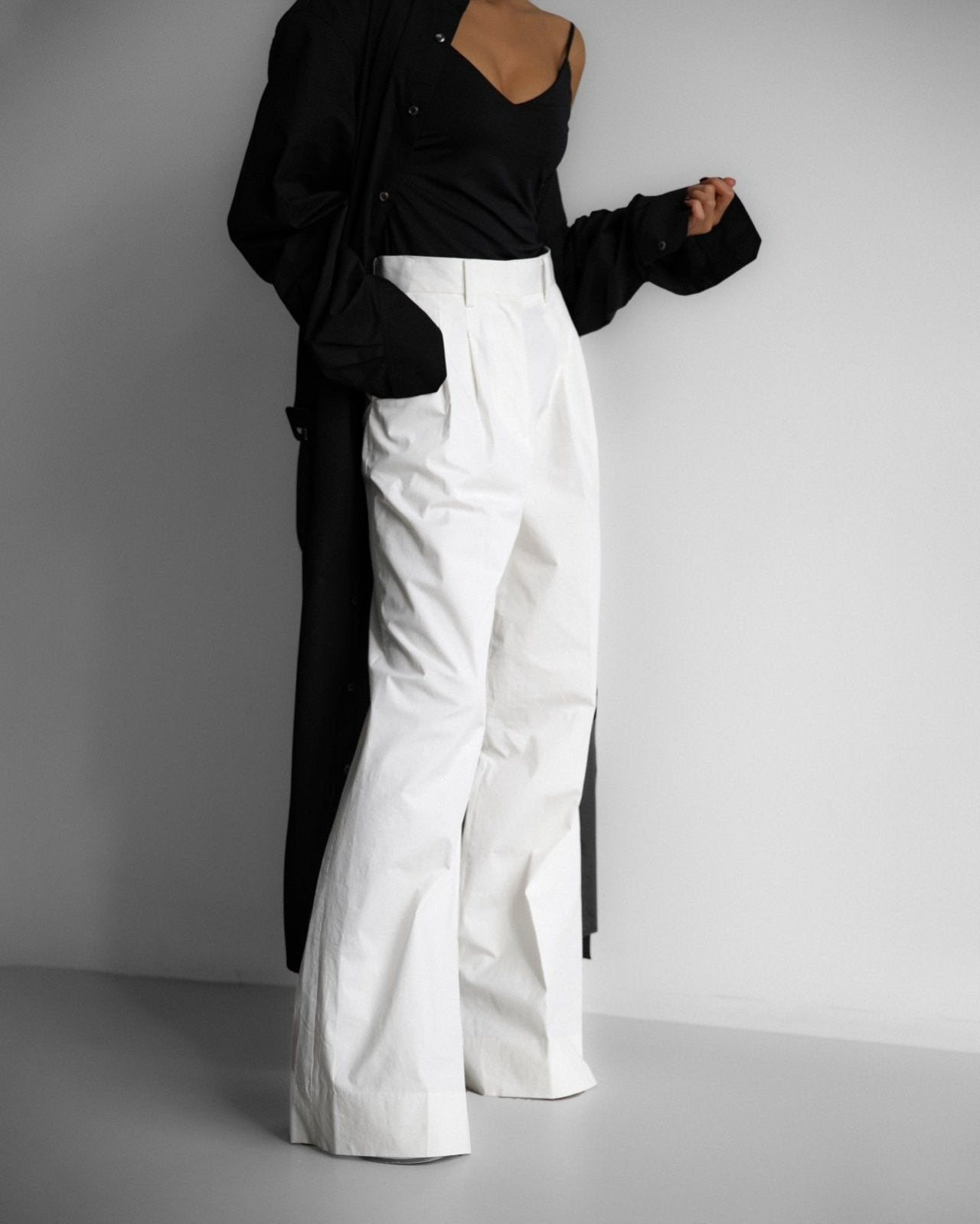 [PAPERMOON] SS / Cotton Two Pin-Tuck Wide Trousers