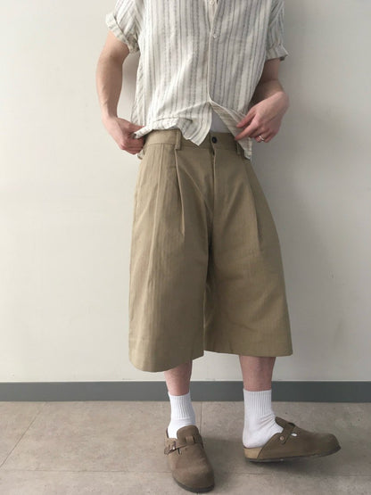 Herringbone Non-Fade Denim Bermuda Shorts