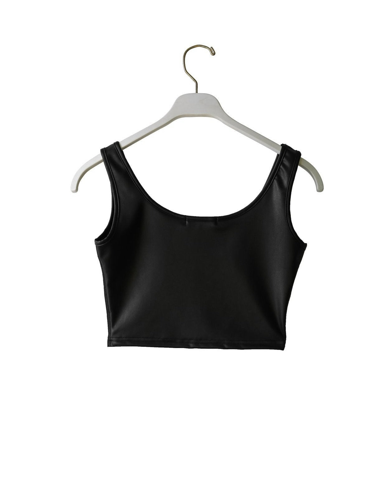 [PAPERMOON] SS / Vegan Leather Cropped Sleeveless Tank Top