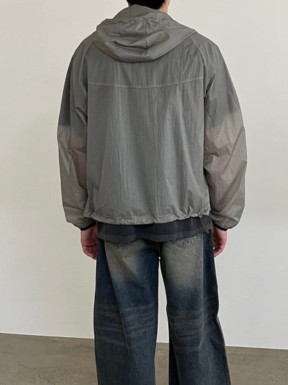 Pigment-Washed Nylon Shirt Jacket