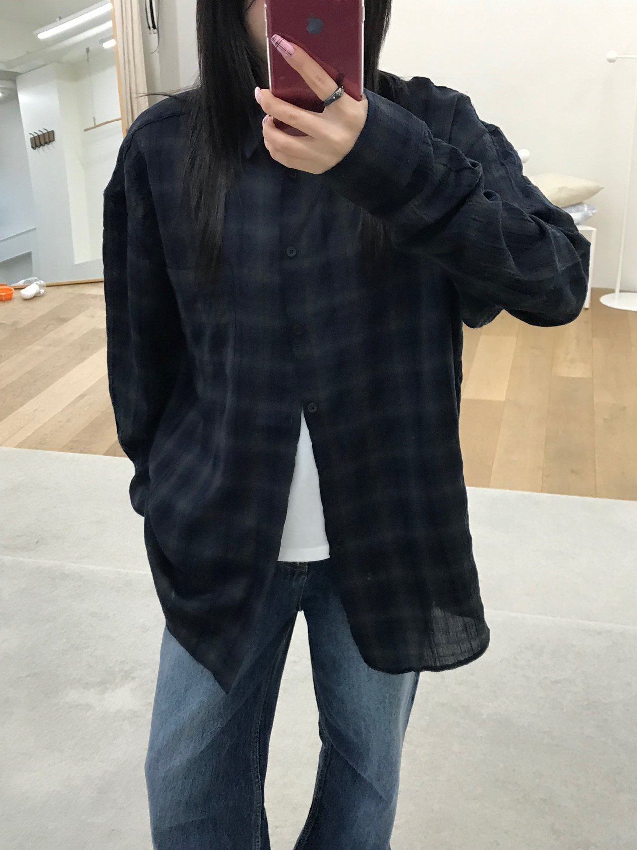 Pigment-Washed Nylon Shirt Jacket