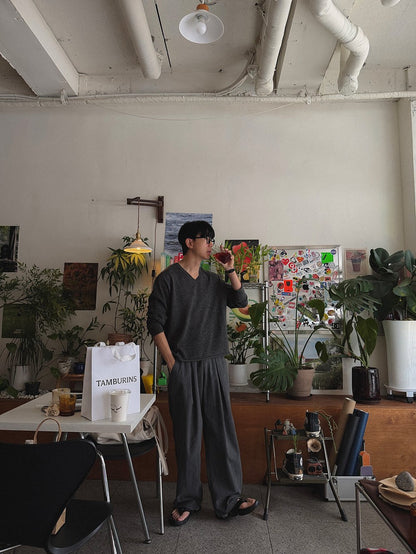 Sunset Linen V-Neck Knit