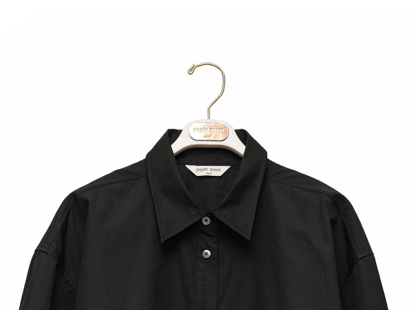 [PAPERMOON] SS / Swing Collar Cotton Button Down Shirt