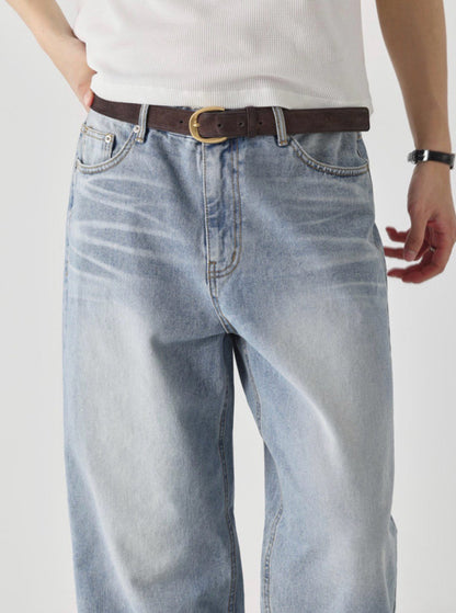 Sand Washed Wide Denim Pants