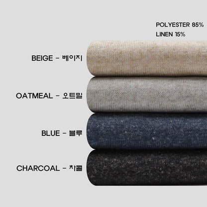 Blend Linen Open Collar Knit