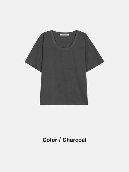 Washed Deep Crop U-Neck Tee