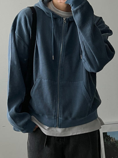 Waffle Hooded Zip-up