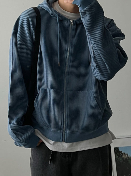 Waffle Hooded Zip-up