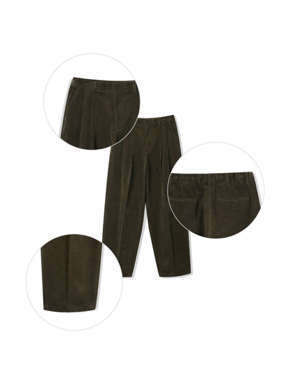 Heavy Corduroy Wide-Tuck Pants